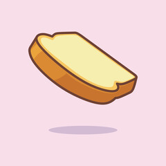 Cute Wheat Bread. Food Object Icon Concept Isolated Premium Vector. Flat Cartoon Style
