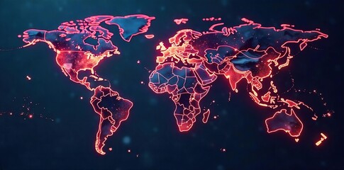 Global Network Connections Glowing Lines Illustrate International Communication and Interconnectedness on a Dark Background