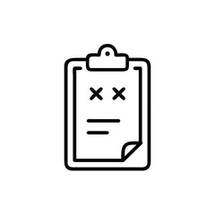 Clipboard with crossed out marks lines on a checklist document