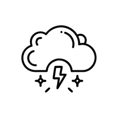 Handdrawn cloud with lightning bolt starbursts on storm weather