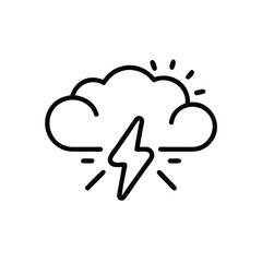 Handdrawn a cloud with lightning sun elements on a weather storm