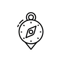 Compass icon with needle direction markers on navigation travel