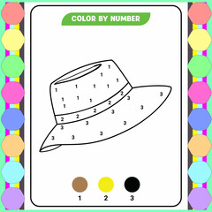Color by number game for kids. Coloring page with a cute bee. Printable worksheet with solution for school and preschool. Learning numbers activity. Vector illustration