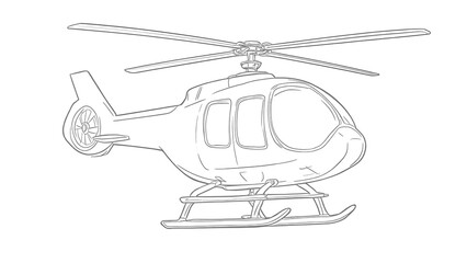 Helicopter Line Art Hovering in Air