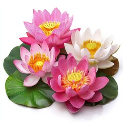 Lotus flower arrangements on white.