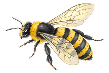 Watercolor Bumblebee Insect Element Detailed and hand drawn clipart depiction of a striped bumblebee flying with vivid yellow and black colors perfect for nature ecology Generated AI