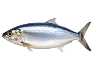 Fototapeta premium Whole Fresh Faisa Fish with Shiny Silver Body, isolated on a transparent background