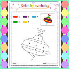 Color by number game for kids. Coloring page with a cute bee. Printable worksheet with solution for school and preschool. Learning numbers activity. Vector illustration
