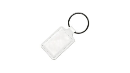 Minimal White Keychain with Metal Ring – Clean Accessory Mockup on Neutral Background