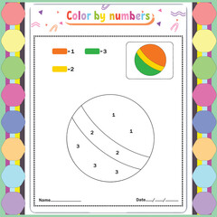 Vector coloring page for children education and activities. Puzzle game color by number
