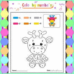 Vector coloring page for children education and activities. Puzzle game color by number