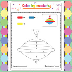 Vector coloring page for children education and activities. Puzzle game color by number