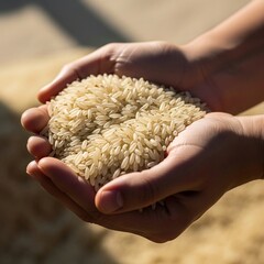 rice in hands