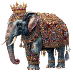 Majestic elephant parade india vibrant environment isolated on transparent background