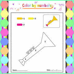 Vector coloring page for children education and activities. Puzzle game color by number