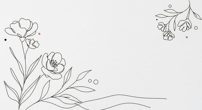 Elegante Blumen Zeichnung sanft gezeichnet minimalistisch weiss Hintergrund. AI Generated