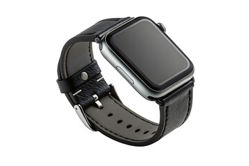 Fototapeta premium wrist smart watch mockup with black strap, isolated cutout object with shadow Generated AI