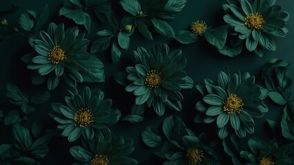 Dark Green Floral Background Minimalist Design