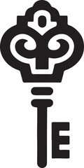 Elegant black-and-white one-line logo of a key and lock, minimalist and abstract.
