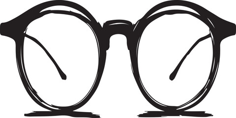  Elegant black-and-white one-line logo of a pair of eyeglasses, minimalist and abstract