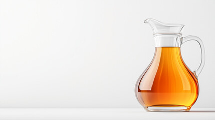 Elegant Decanter of Amber Liquid: A clear glass decanter, filled with a golden, amber-hued liquid, is presented with elegant simplicity, perfect for culinary and lifestyle themes.