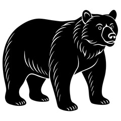 Photo of a majestic black bear stands tall, isolated on white background