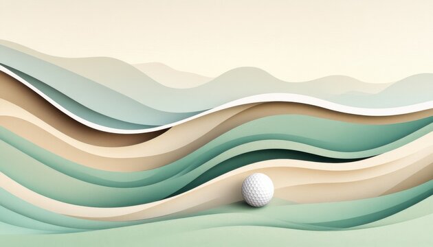A horizontal illustration for Golf Month, showing a single golf ball resting on a tee on a smooth green surface. 