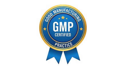 Gmp certified badge good manufacturing practice isolated on white
