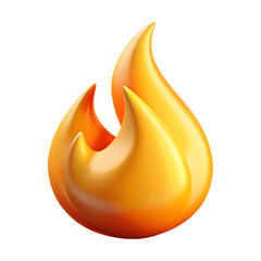 3d icon of golden 3d fire icon, isolated on transparent background