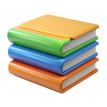 3d icon of a stack of colorful 3d books, isolated on transparent background