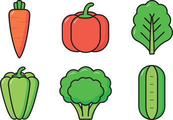 Healthy Vegetable Collection Illustration for Menus and Recipes. Fresh Vegetable Clipart Set for Food Blog and Restaurant Design. Colorful Vegetable Icons for Diet Plan and Nutrition Apps