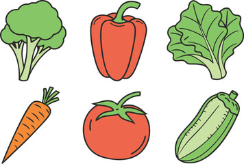 Healthy Vegetable Collection Illustration for Menus and Recipes. Fresh Vegetable Clipart Set for Food Blog and Restaurant Design. Colorful Vegetable Icons for Diet Plan and Nutrition Apps