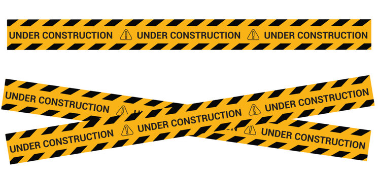 under construction tape warning banner, Under construction sign for construction site
