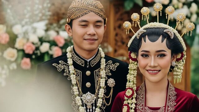 Traditional javanese wedding couple solo central java