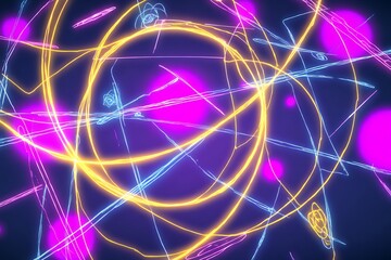 Fototapeta premium Abstract design with neon lines and shapes.