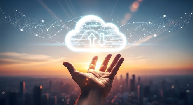 Cloud Computing Hand Digital Transformation Technology