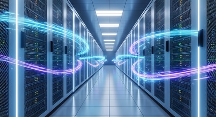 Obraz premium Data Center Server Room Digital Network Illustration