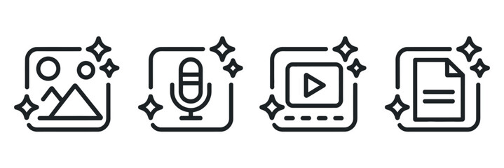 Multimedia File Icons with Sparkling Effects