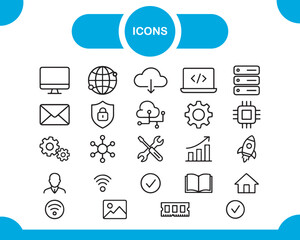 Collection of Technology and Digital Service Icons for Online Platforms