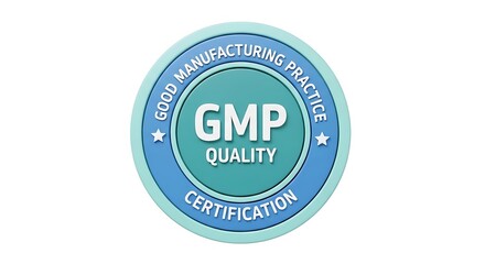 Fototapeta premium Gmp quality certification emblem symbol for good manufacturing practice