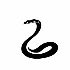 Naklejka premium An elegant silhouette of a rasal viper snake, with a smooth, flowing body, coiling in a natural pose