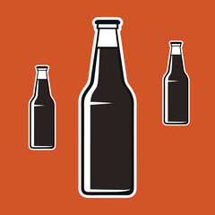 Classic Glass Beer Bottle Line Art Vector