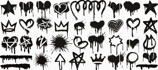 Obraz premium Collection of Black Spray Paint Graffiti Stencils