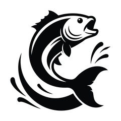 Obraz premium Vintage Style Bass Fish Leaping from Water