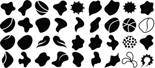 Collection of 36 Abstract Black Shapes:  Vector Graphic Icons