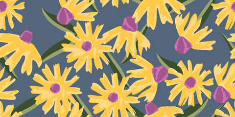 Modern Colorful and bright seamless pattern Flower Bouquet , Botanical leaves Vector illustration Not Ai, fabric, textile, wallpaper , wrapping and all print, textiles, packaging, cover.