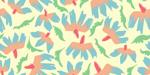 Vintage Colorful and bright seamless pattern Flower Bouquet , Botanical leaves Vector illustration Not Ai, fabric, textile, wallpaper , wrapping and all print, textiles, packaging, cover.