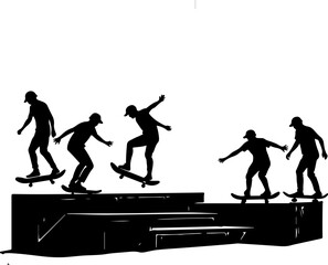 mountain skateboard, skateboarding, extreme man sport   vector bundle