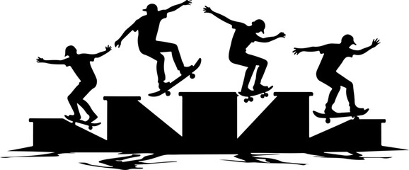mountain skateboard, skateboarding, extreme man sport   vector bundle