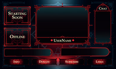 Set of Dark Fantasy User Interface Elements. Fantasy magic stream overlay. Vector Illustration EPS10
